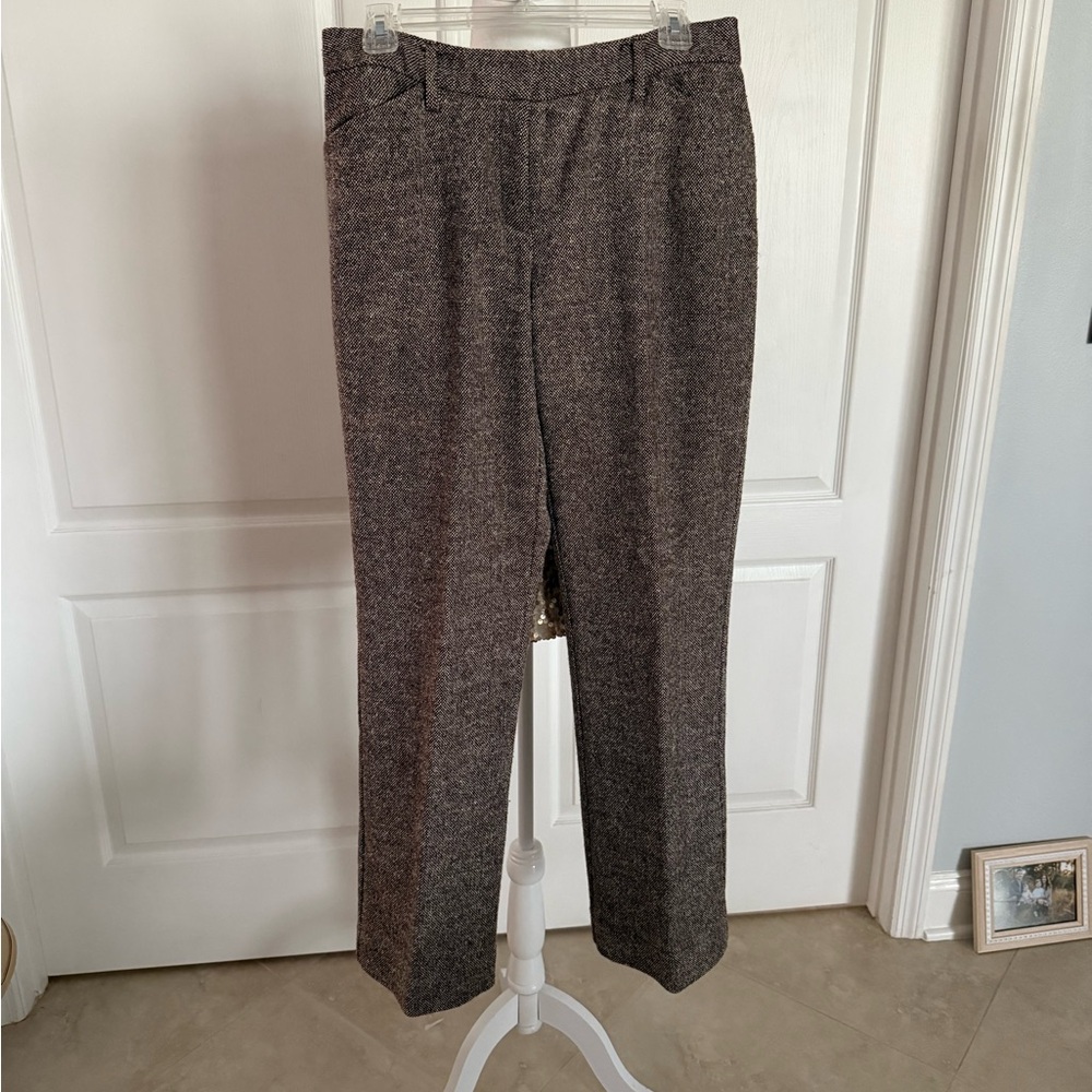 Boston Proper Womens Textured Brown Dress Pants